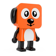 Cute Orange Cartoon Toy Dog Character Person. 3d Rendering