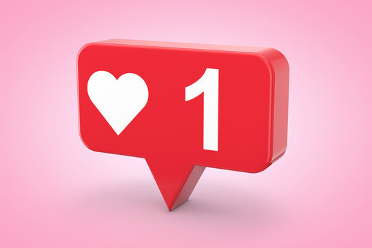 Social Media Network Love and Like Heart Icon. 3d Rendering