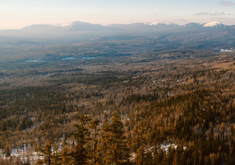 Panoramic view from the mountain Naked Sopka