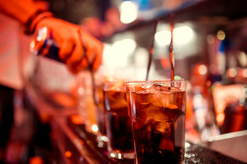 Alcohol cocktail on the bar counter