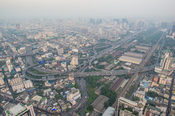 Fototapeta na wymiar Bangkok Metropolitan Building Air pollution PM25 negatively impact health