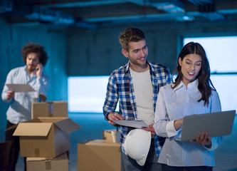 business people in group, architect and engineer on construction site