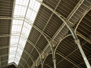 details of the roof of the mercado de la colon Valencia, Spain