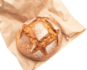fresh rye bread on a white background