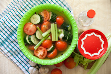 pickling cucumbers and tomatoes