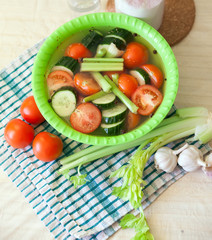 Pickled vegetables with brine