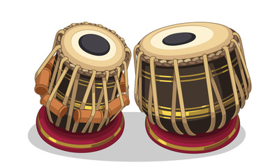 Indian musical instrument tabla vector illustration - obrazy, fototapety, plakaty