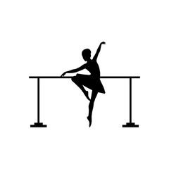 Barre silhouette, Silhouette of female ballet dancer isolated on a white