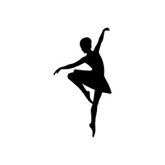 Fototapeta na wymiar Barre silhouette, Silhouette of female ballet dancer isolated on a white