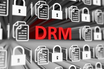 DRM concept blurred background 3d render illustration