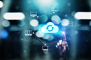 Cloud technology Computing and data storage. Internet and networking concept on virtual screen.