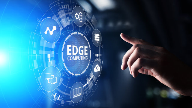 Edge computing modern IT technology on virtual screen concept