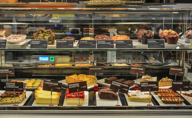 Different kinds of bread cakes and buns