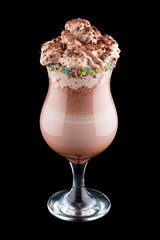 Chocolate milk shake on dark  background