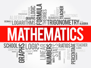 Mathematics word cloud collage, education concept background