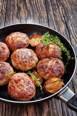 close up of juicy fried homemade turkey patties