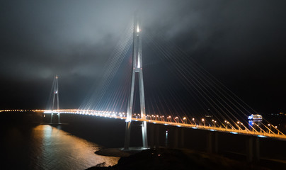Russky bridge at night 