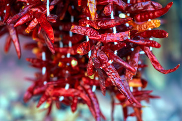 Turkey hot chili peppers dried pods a lot of vegetables background culinary seasoning fragrant base culinary decor. Close-up.  The market of the Aegean coast. Turkey, Bodrum.(corrected)