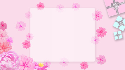 ギフトボックスと花の背景 (誕生日、バレンタインデー、母の日 、クリスマス)