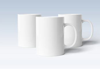 Blank mug mockup isolated on grey 3D rendering