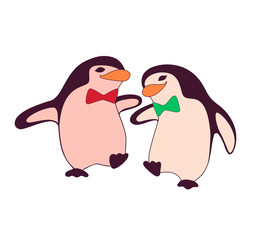 penguin funny couple vector