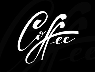 Coffee. Vector illustration of handwritten lettering. Vector elements for coffee shop, market, cafe design, restaurant menu and shop.