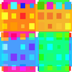  The bright colorful squares on a white background. 