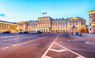 Fototapeta na wymiar Russia, Building of Legislative assembly of St Petersburg, Isaak Square, night - Mariinsky palace