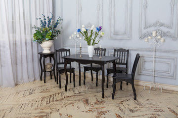 table chairs in the interior. classic dining room