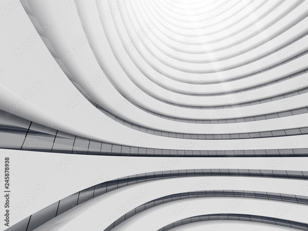 Poster abstract of white circle space ,perspective of future architecture building.futuristic idea design, 