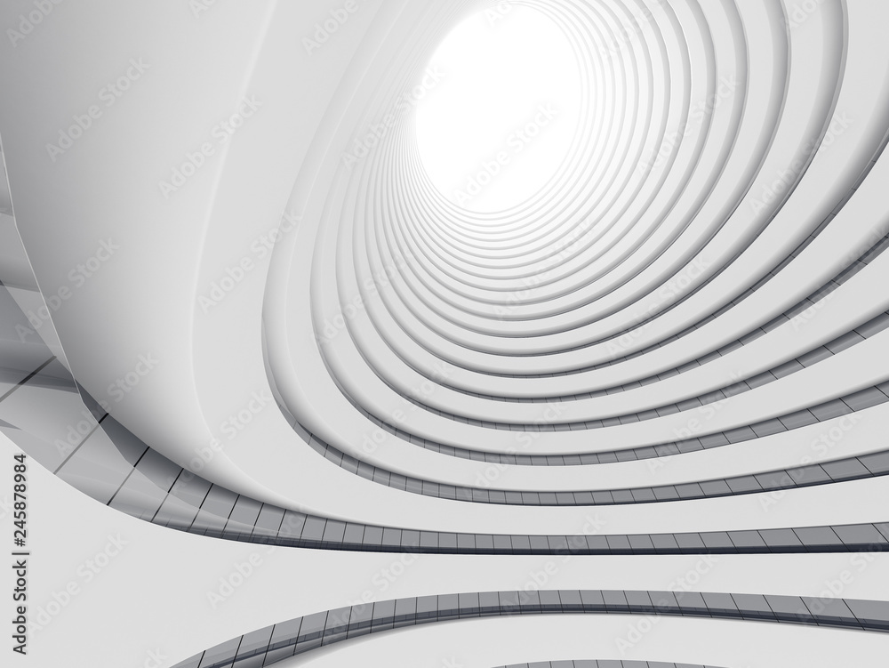 Leinwandbilder abstract of white circle space ,perspective of future architecture building.futuristic idea design, 