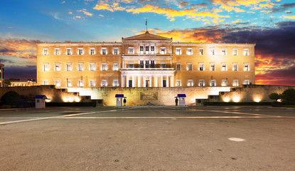 Building of Greek parliament in Syntagma square, Athens, Greece