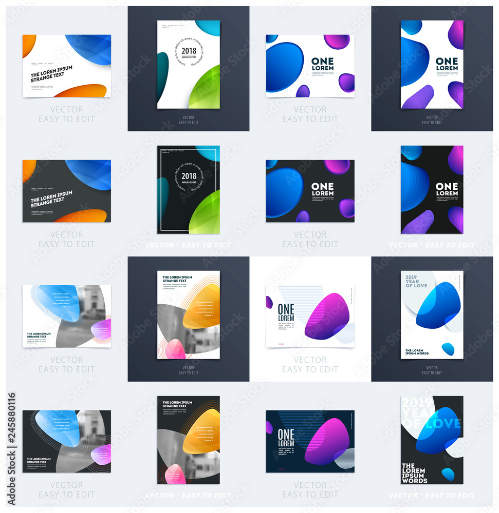 Wall mural design of brochure smooth soft template. creative abstract set, annual report, horizontal cover, fly