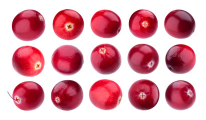 Cranberries collection, cranberry isolated on white background