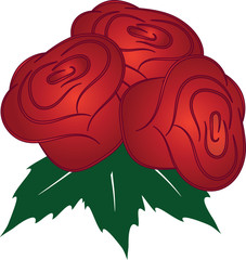 Bouquet of three roses  illustration