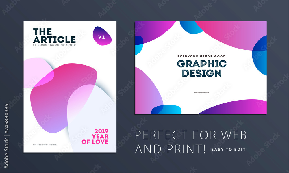 Wall mural design of brochure smooth soft template. creative abstract set, annual report, horizontal cover, fly
