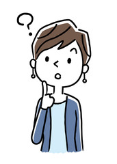 若い女性：疑問、考える
