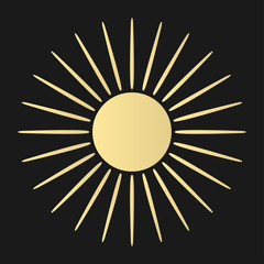 Vector icon, illustration of the golden sun. - Vector