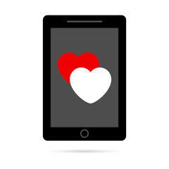 Smartphone icon, phone symbol, modern design. Vector illustration with heart icon. - Vector