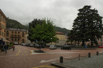 BELLINZONA, SWITZERLAND - APRIL 2013; A square in city center