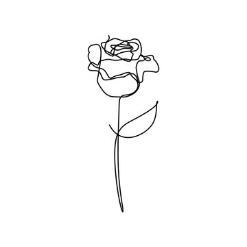 recommend clip art: Rose flower one line vector minimalism drawing style