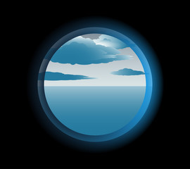 ocean planet window in blue shades