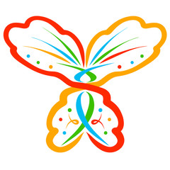 Fototapeta na wymiar Abstract colorful butterfly with symbols and pattern