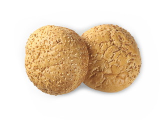 Burger bun with sesame isolated on white background