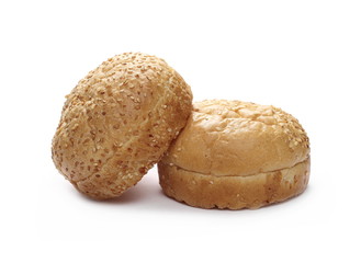 Burger buns with sesame isolated on white background