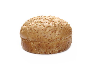 Burger bun with sesame isolated on white background