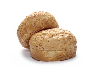 Burger buns with sesame isolated on white background