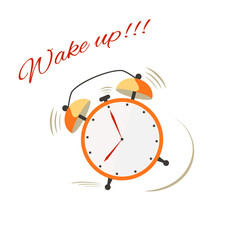 Vintage alarm clock on a white background