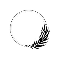 Vector round frame with palm leaf.