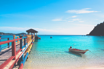 Beach, Jetty, Rocks and Water - Perhentian Islands, Malaysia